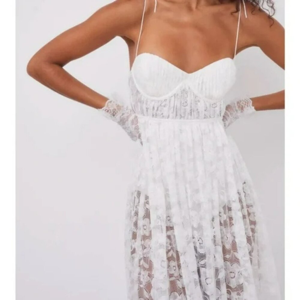 For love and Lemons Lorena Maxi dress bustier white lace Romantic Coquette.SZ S - Picture 4 of 4